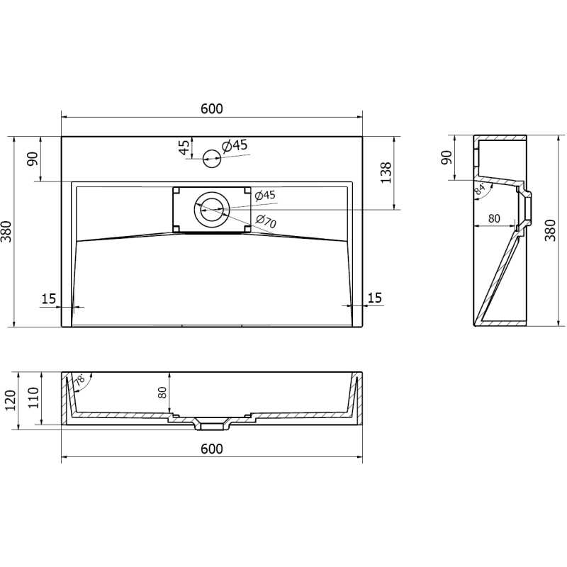Mexen Ava Aufsatzwaschbecken aus Konglomerat 1/O 60 x 38 cm, weiß - 23016001