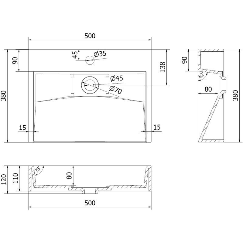 Mexen Ava Aufsatzwaschbecken aus Konglomerat 1/O 50 x 38 cm, schwarz - 23015071
