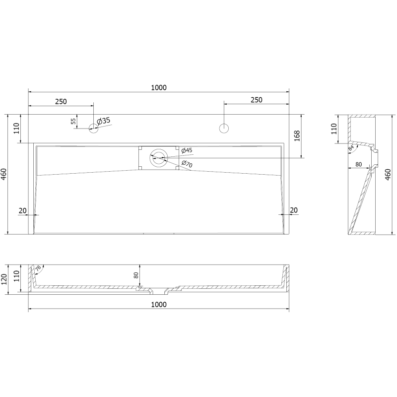 Mexen Ava Aufsatzwaschbecken aus Komposit 2/O 100 x 46 cm, weiß - 23011002