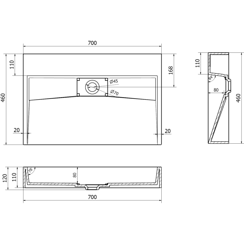 Mexen Ava Aufsatzwaschbecken aus Konglomerat B/O 70 x 46 cm, schwarz - 23017070