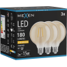 Mexen Vintis 3x LED-Filamentlampe E27, G95, 2W, Warm - 2200K, 180 lm, Amber - L157-E27-0222-50x03
