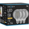 Mexen Vintis 3x LED-Filament-Glühbirne E27, G95, 2W, Warm - 2200K, 150 lm, smoke - L157-E27-0222-70x03