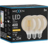 Mexen Vintis 3x LED-Filament-Glühbirne E27, G95, 4W, Warm - 2200K, 400 lm, amber - L157-E27-0422-50x03