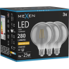 Mexen Vintis 3x LED-Filamentlampe E27, G95, 4W, Warm - 2200K, 280 lm, Rauch - L157-E27-0422-70x03