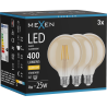 Mexen Vintis 3x LED-Filamentlampe E27, G95, 4W, Warmweiß - 2700K, 400 lm, amber - L157-E27-0427-50x03