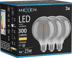 Mexen Vintis 3x Filament-LED-Lampe E27, G95, 4W, Warm - 2700K, 300 lm, Rauch - L157-E27-0427-70x03