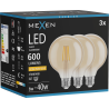 Mexen Vintis 3x LED-Filament-Glühbirne E27, G95, 6W, Warm - 2200K, 600 lm, bernsteinfarben - L157-E27-0622-50x03