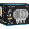 Mexen Vintis 3x LED-Filamentlampe E27, G95, 6W, Warm - 2200K, 450 lm, Rauch - L157-E27-0622-70x03