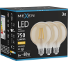 Mexen Vintis 3x LED-Filamentlampe E27, G95, 8W, Warm - 2700K, 750 lm, amber - L157-E27-0827-50x03