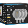 Mexen Vintis 3x LED-Filament-Glühbirne E27, G95, 8W, Warm - 2700K, 680 lm, rauch - L157-E27-0827-70x03