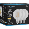 Mexen Vintis 3x LED-Filament-Glühbirne E27, G95, 10W, Warm - 2700K, 1320 lm, klar - L157-E27-1027-00x03