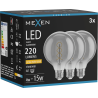 Mexen Vintis 3x LED-Filament-Glühbirne Spirale E27, G95, 4W, Warm - 2200K, 220 lm, Rauch - L167-E27-0422-70x03