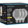 Mexen Vintis 3x LED Glühbirne Filament Spirale E27, G95, 6W, Warm - 2200K, 350 lm, Smoke - L167-E27-0622-70x03