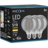 Mexen Vintis 3x LED-Filament-Spirallampe E27, G95, 6W, Warm - 2700K, 510 lm, Rauch - L167-E27-0627-70x03