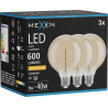 Mexen Vintis 3x LED Filament-Glühbirne Spirale E27, G95, 8W, Warm - 2200K, 600 lm, amber - L167-E27-0822-50x03