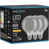 Mexen Vintis 3x LED Filament Spirale Glühbirne E27, G95, 8W, Warm - 2200K, 450 lm, Smoke - L167-E27-0822-70x03