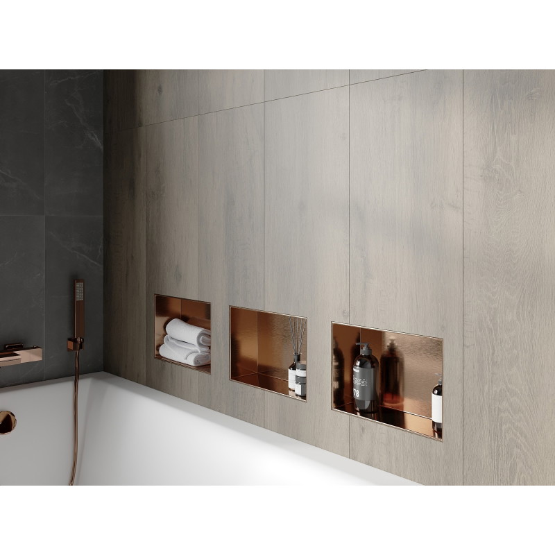 Mexen X-Wall-NR Nischenregal ohne Flansch 30 x 20 cm, gebürstetes Kupfer - 19C1302010