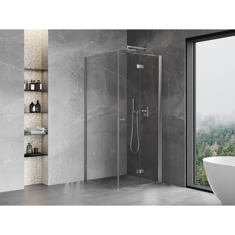 Mexen Mist-F faltbare Duschkabine rechts 75 x 75 cm, transparent, Chrom - 8A6T-075-075-01-00-P