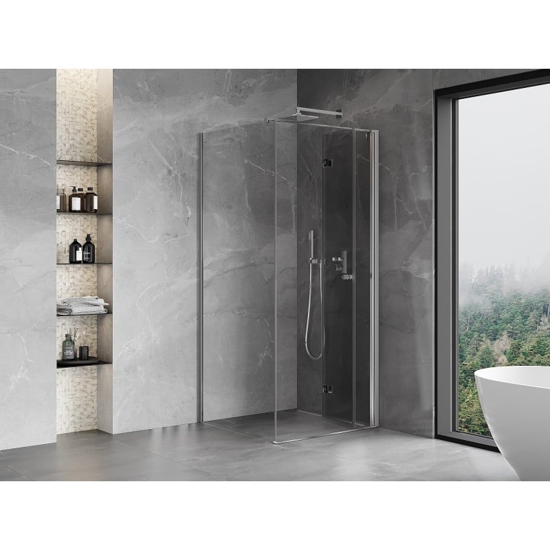 Mexen Mist-F faltbare Duschkabine rechts 80 x 80 cm, transparent, Chrom - 8A6T-080-080-01-00-P