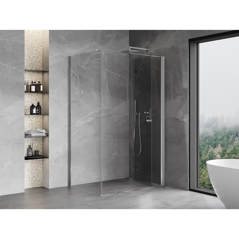 Mexen Mist-F Klapp-Duschkabine rechts 80 x 95 cm, transparent, Chrom - 8A6T-080-095-01-00-P