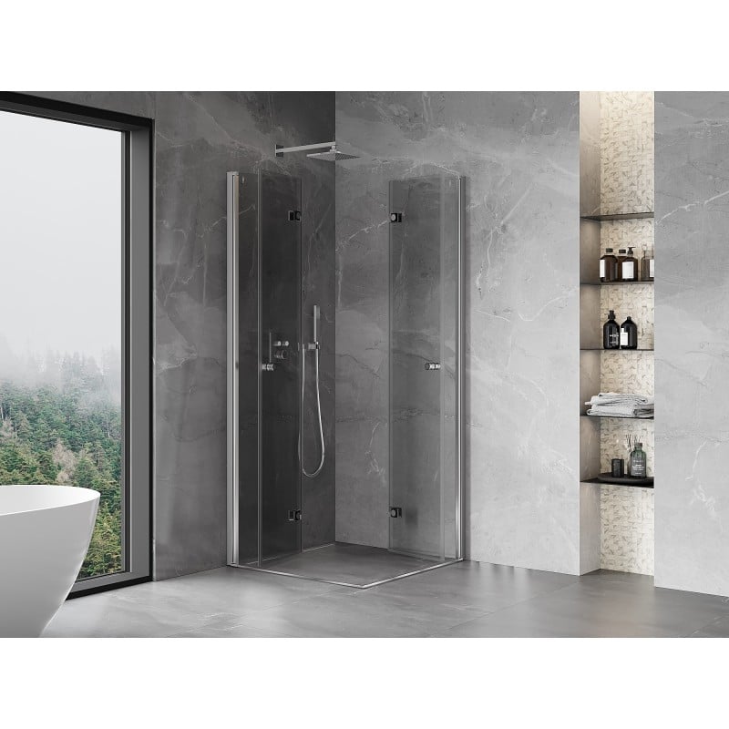 Mexen Mist-F Duo Faltbare Duschkabine 70 x 70 cm, transparent, Chrom - 8A6-070L-070P-01-00