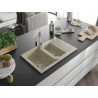 Mexen Gaspar Granitspüle 1,5-kammerig mit Abtropffläche und Küchenarmatur Rita, beige - 6507-69-670300-00