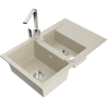Mexen Gaspar Granitspüle 1,5-Becken mit Abtropffläche und Küchenarmatur Rita, beige - 6507-69-670300-00