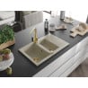 Mexen Gaspar Granitspüle 1,5-Becken mit Abtropffläche und Küchenarmatur Rita, beige - 6507-69-670300-50