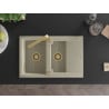 Mexen Gaspar Granitspüle 1,5-Becken mit Abtropffläche und Küchenarmatur Rita, beige - 6507-69-670300-50
