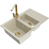 Mexen Gaspar Granitspüle 1,5-Becken mit Abtropffläche und Küchenarmatur Rita, beige - 6507-69-670300-50