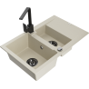 Mexen Gaspar Granitspüle 1,5-Becken mit Abtropffläche und Küchenarmatur Rita, beige - 6507-69-670300-70
