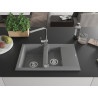 Mexen Gaspar Granitspüle 1,5-Becken mit Abtropffläche und Küchenarmatur Rita, grau - 6507-71-670300-00