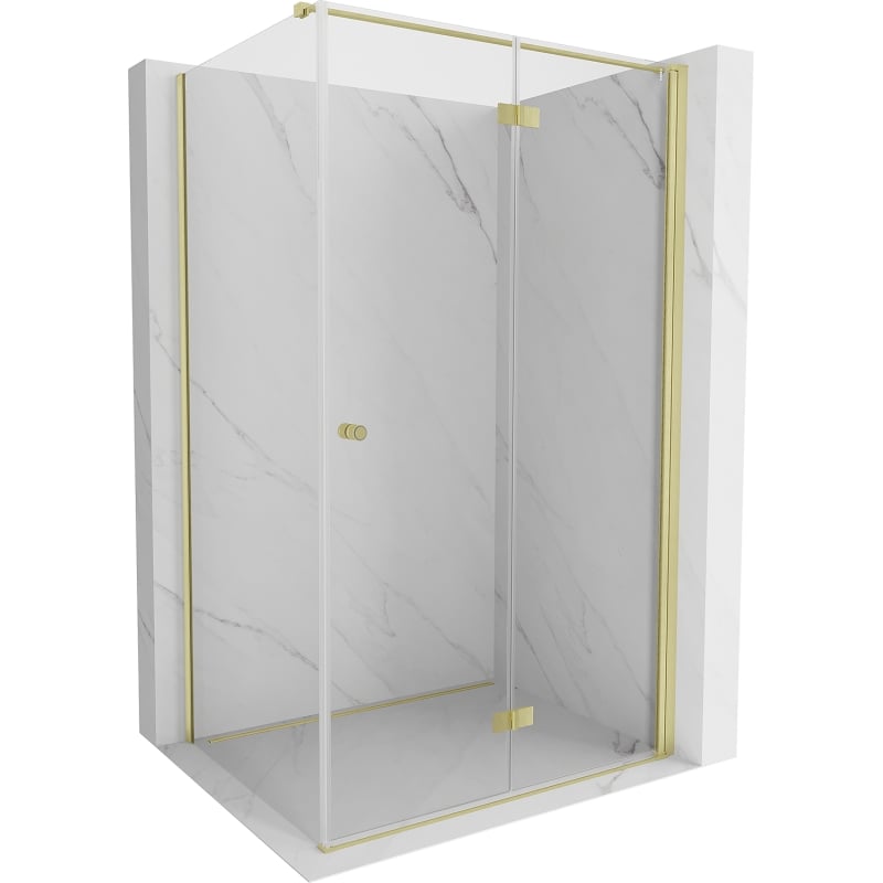 Mexen Mist-F faltbare Duschkabine rechts 80 x 100 cm, transparent, gebürstetes Gold - 8A6T-080-100-55-00-P
