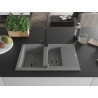 Mexen Gaspar Granitspüle 1,5-fach mit Abtropffläche und Küchenarmatur Rita, grau - 6507-71-670300-70-B