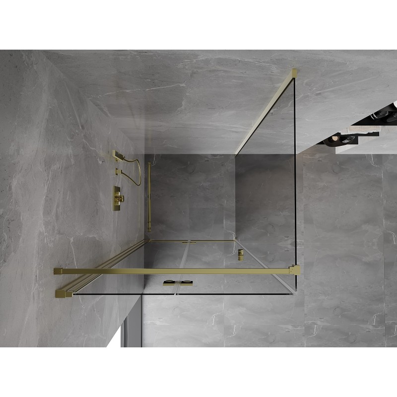 Mexen Mist-F Faltbare Duschkabine links 80 x 80 cm, transparent, gold - 8A6T-080-080-50-00-L