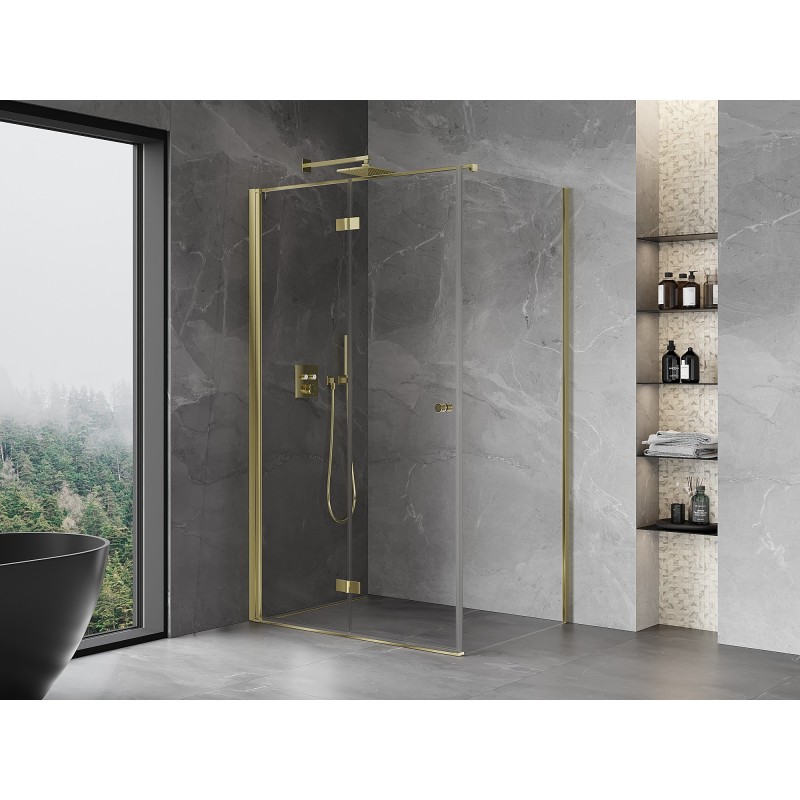 Mexen Mist-F Duschkabine faltbar links 120 x 80 cm, transparent, gold - 8A6T-120-080-50-00-L