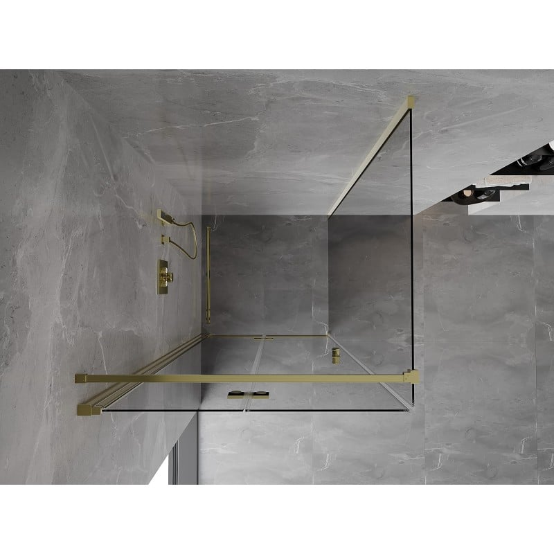 Mexen Mist-F klappbare Duschkabine links 95 x 95 cm, transparent, gold - 8A6T-095-095-50-00-L