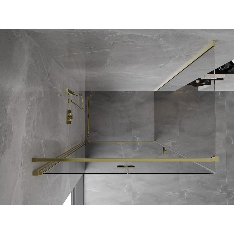 Mexen Mist-F Faltdusche links 110 x 95 cm, transparent, gold - 8A6T-110-095-50-00-L