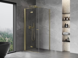 Mexen Mist-F Duschkabine klappbar links 110 x 110 cm, transparent, gold - 8A6T-110-110-50-00-L