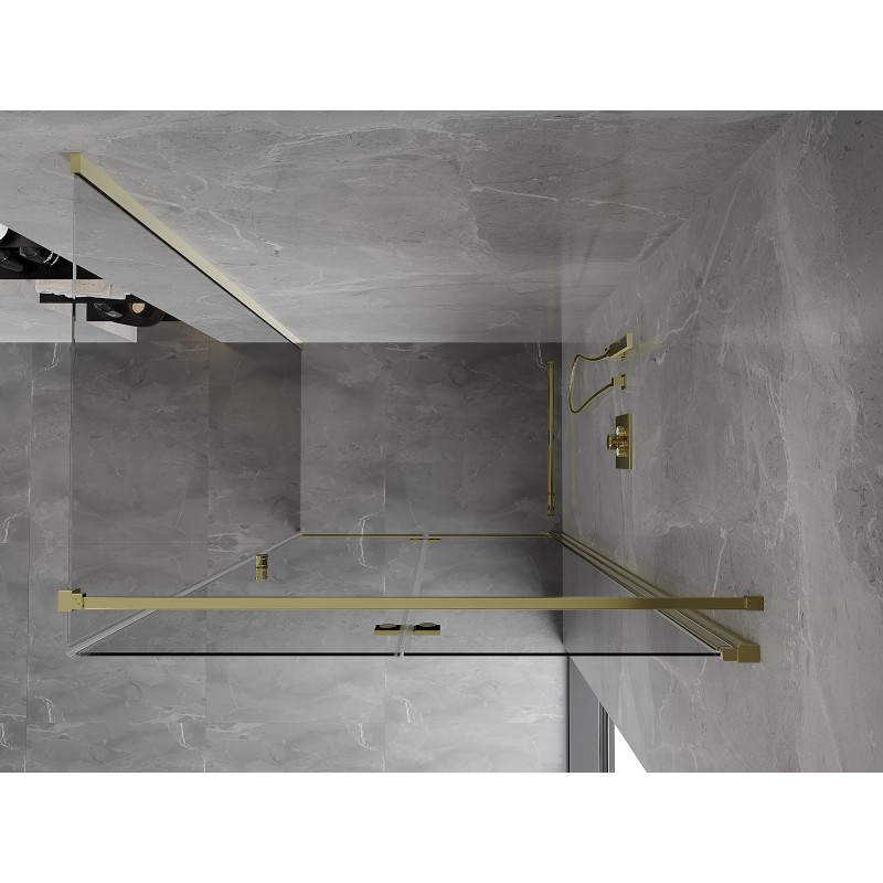 Mexen Mist-F klappbare Duschkabine rechts 80 x 70 cm, transparent, gold - 8A6T-080-070-50-00-P