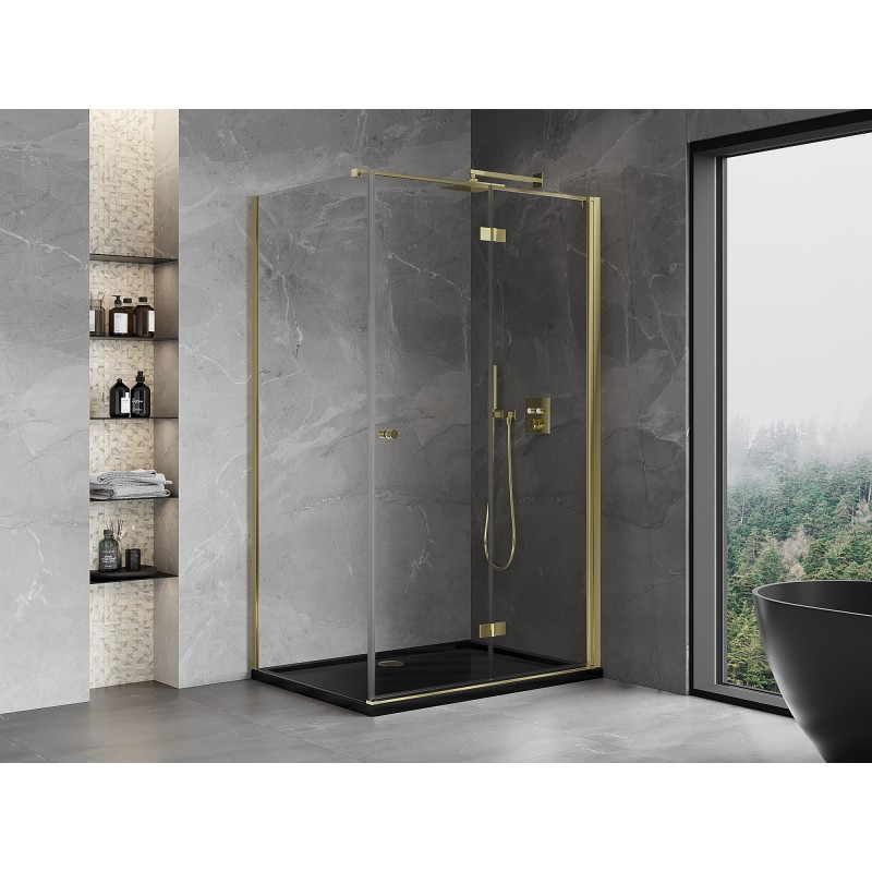Mexen Mist-F Duschkabine klappbar rechts 120 x 70 cm, transparent, gold - 8A6T-120-070-50-00-P