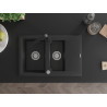 Mexen Gaspar Granitspüle 1,5-Kammer mit Abtropffläche und Küchenarmatur Rita, schwarz/silber metallic - 6507-73-670300-70