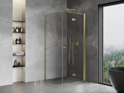 Mexen Mist-F Faltduschkabine rechts 80 x 80 cm, transparent, gold - 8A6T-080-080-50-00-P