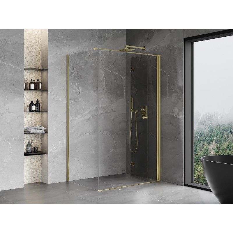 Mexen Mist-F faltbare Duschkabine rechts 120 x 90 cm, transparent, gold - 8A6T-120-090-50-00-P