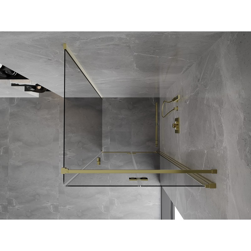 Mexen Mist-F klappbare Duschkabine rechts 110 x 110 cm, transparent, gold - 8A6T-110-110-50-00-P