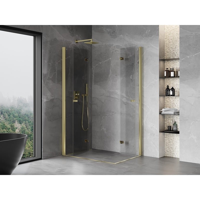 Mexen Mist-F Duo faltbare Duschkabine links 95 x 70 cm, transparent, gold - 8A6-095L-070P-50-00