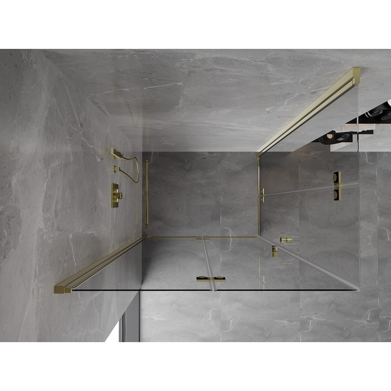 Mexen Mist-F Duo klappbare Duschkabine links 80 x 75 cm, transparent, gold - 8A6-080L-075P-50-00
