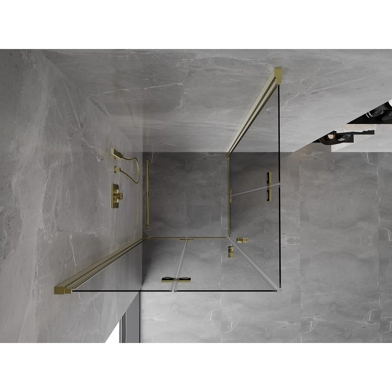 Mexen Mist-F Duo faltbare Duschkabine 80 x 80 cm, transparent, gold - 8A6-080L-080P-50-00