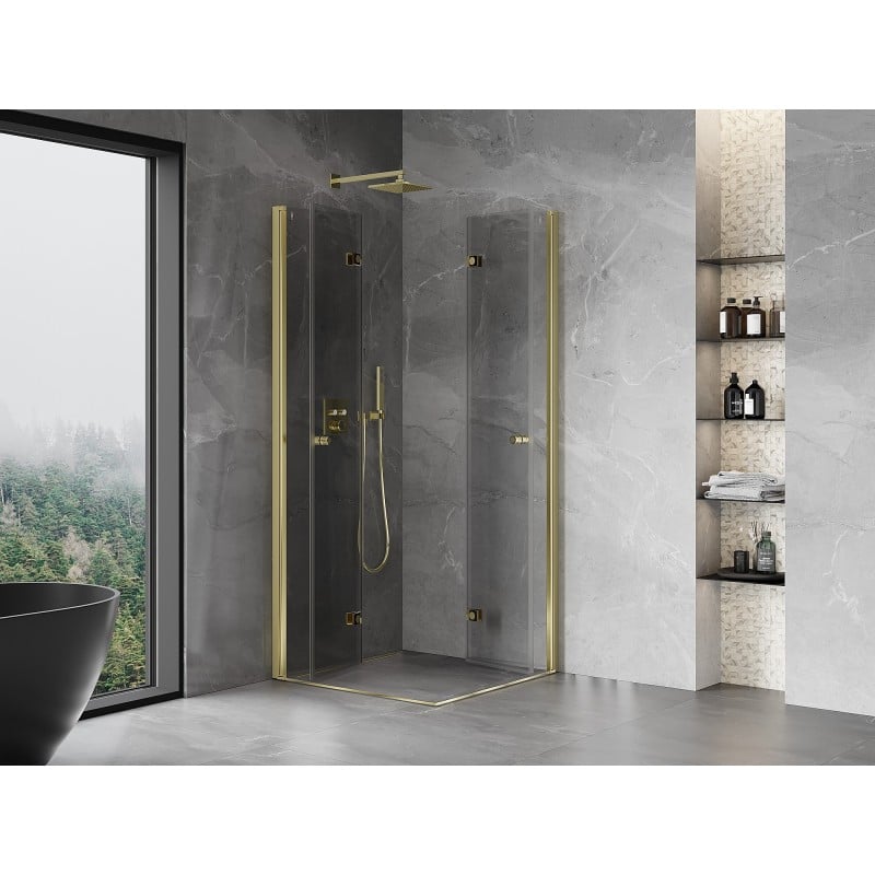 Mexen Mist-F Duo faltbare Duschkabine 90 x 90 cm, transparent, gold - 8A6-090L-090P-50-00