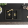 Mexen Gaspar Granitspüle 1,5-Becken mit Abtropffläche und Küchenarmatur Rita, schwarz/gold - 6507-75-670300-50